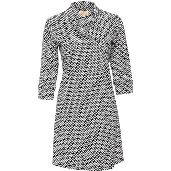 Sport Haley Dresses & Skirts - Women's 3/4 Sleeve Logo Print Faux Wrap Dress with Collar, Small